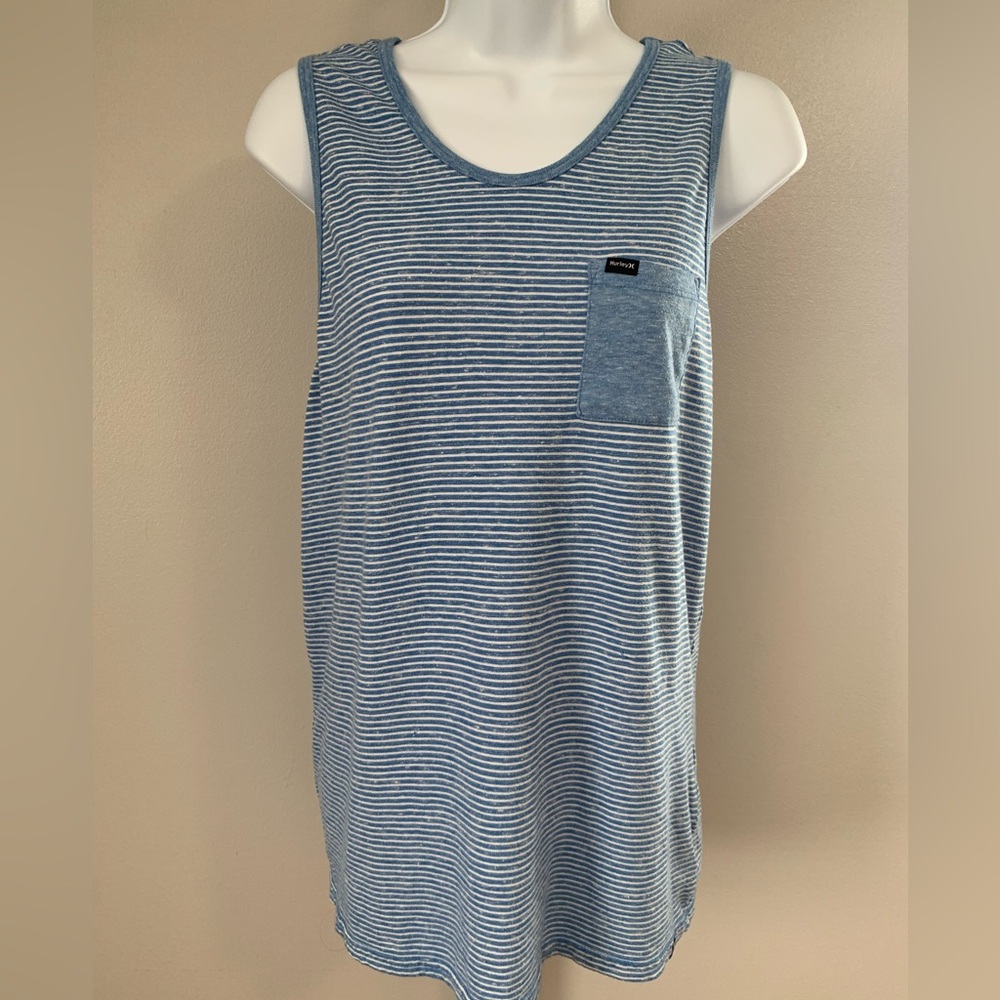 Hurley Blue and White Striped Tank
